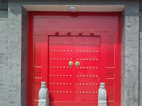 双阳中国传统四合院系列朱红色中式木制大门木作
